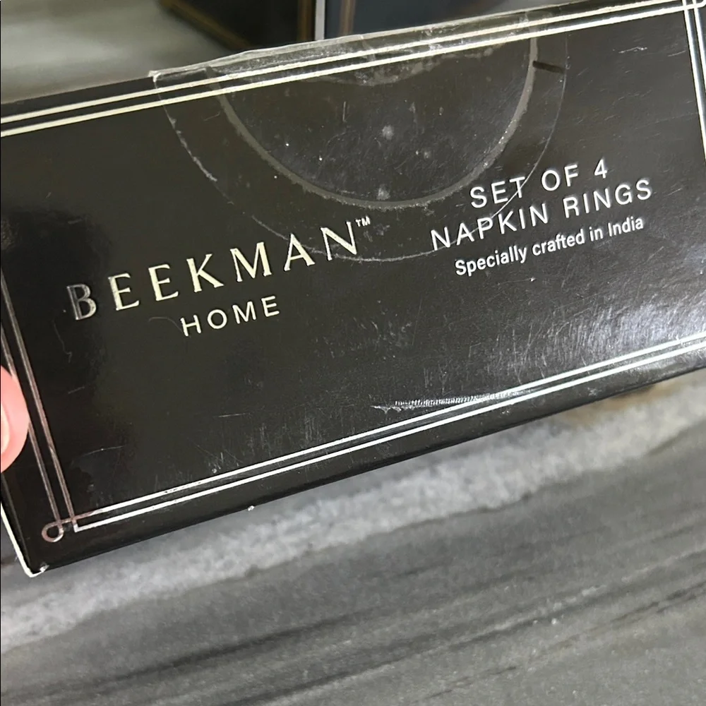 Beekman Home set of 4  Beaded Napkin Rings unopened box new!